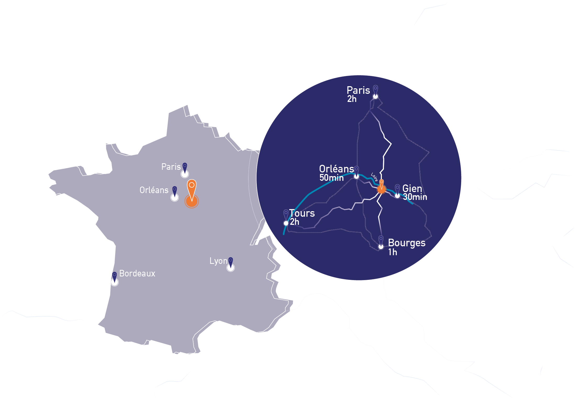 Carte de localisation du Val de Sully-tourisme
