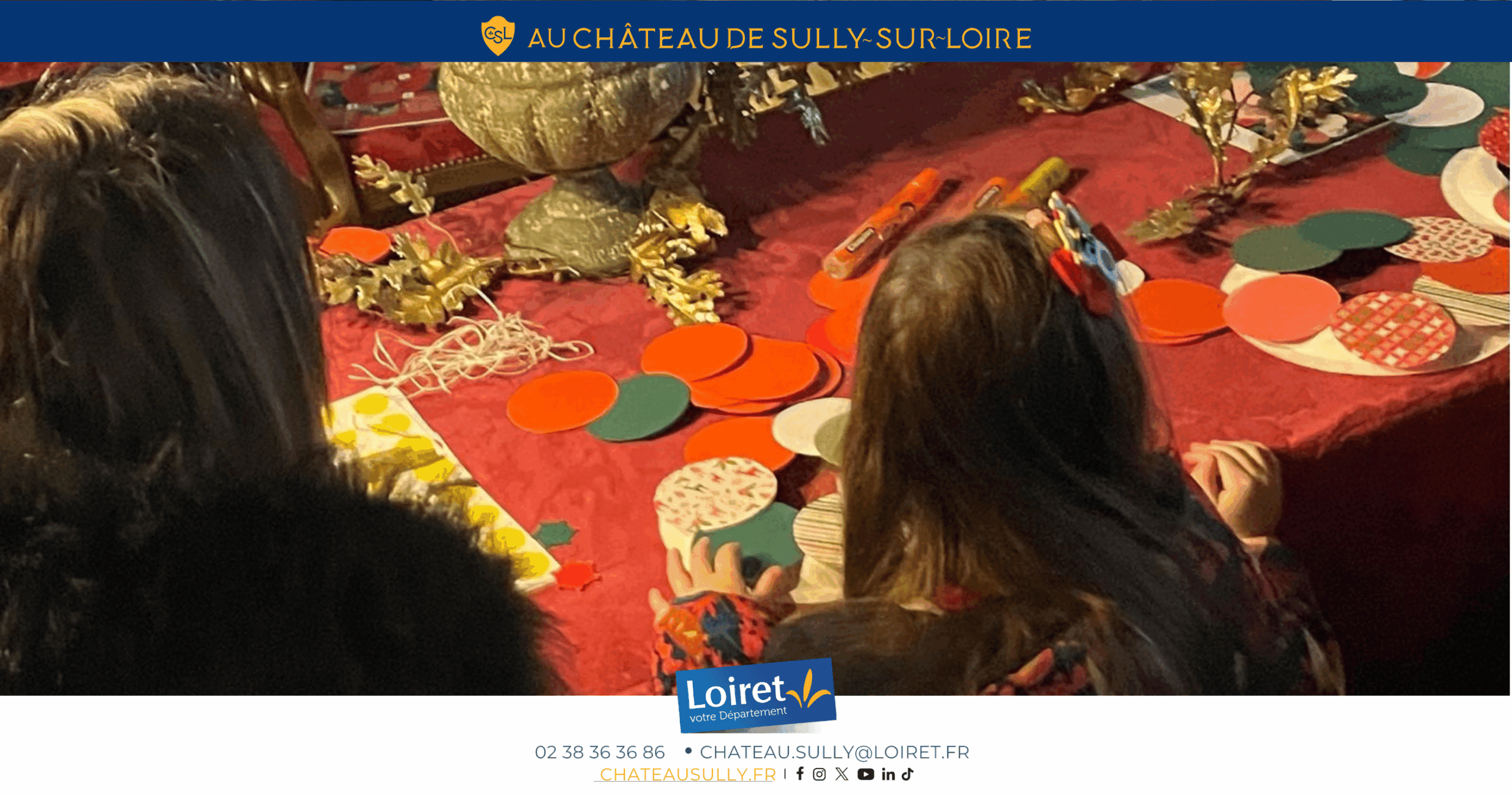 Visuels château de Sully-sur-Loire - 2026 - format site internet - Atelier "couronne de Noël en papier". Crédit photo : Département du Loiret / Johnatan Savarit