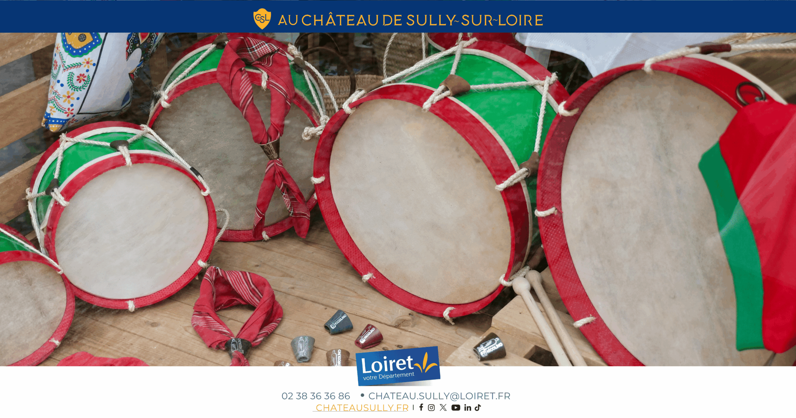 Visuels château de Sully-sur-Loire - 2026 - format site internet - atelier "fabrique ton instrument de musique au château". Crédit photo : Département du Loiret / Johnatan Savarit