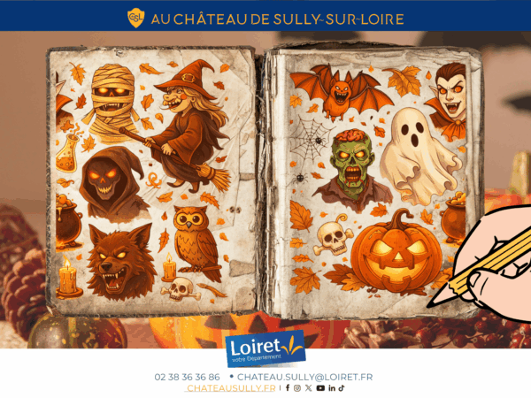 Visuels château de Sully-sur-Loire - 2026 - format site internet - livret jeux "Le bestiaire d'Halloween". Crédit photo :