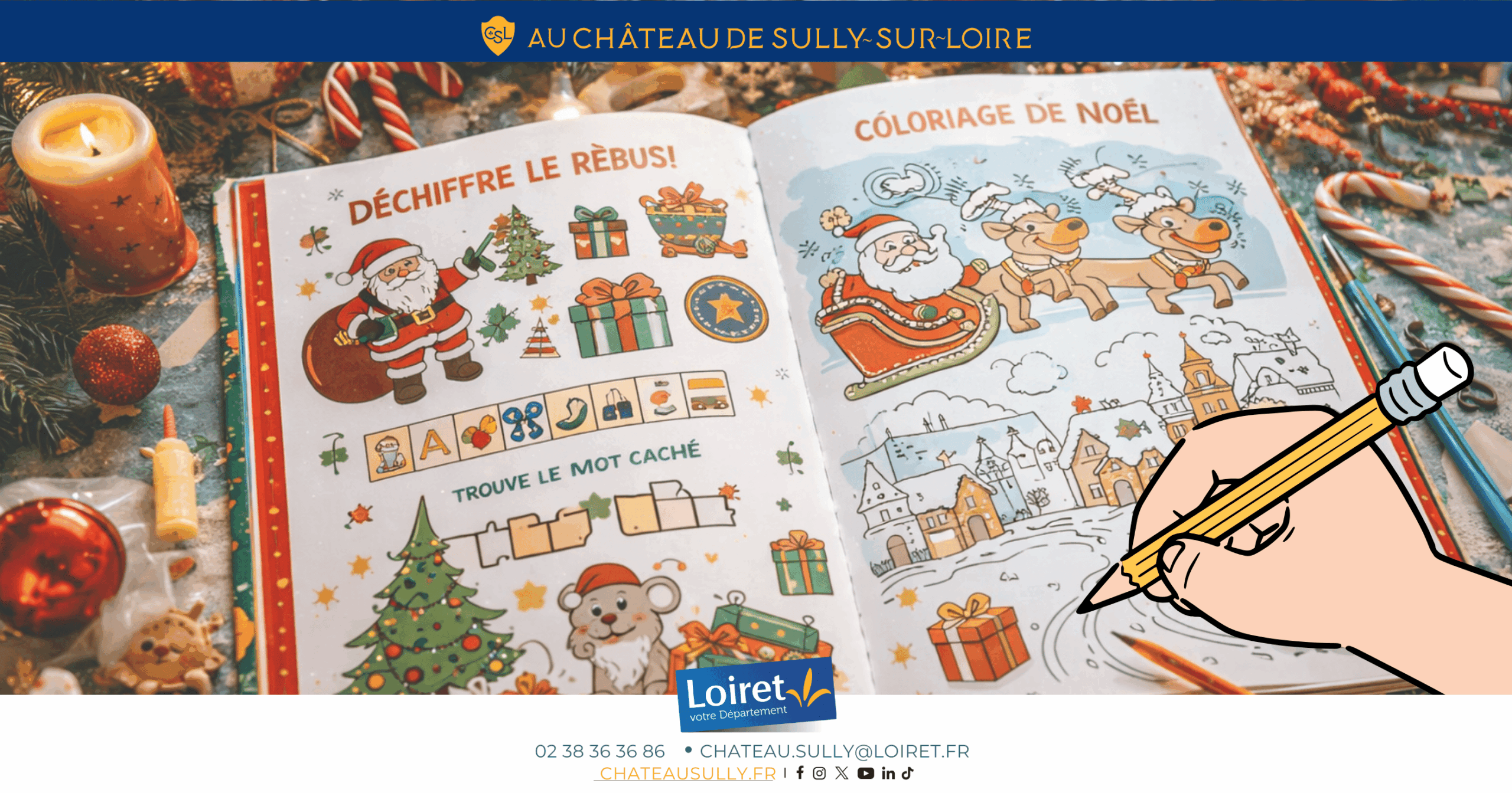 Visuels château de Sully-sur-Loire - 2026 - format site internet - livret jeux "la magie de Noël". Crédit photo :